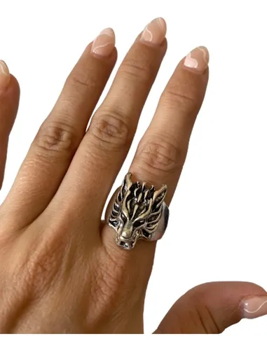 Anillo lobo plata sales