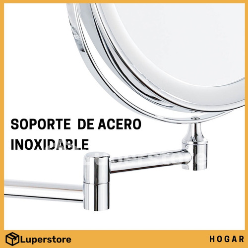 Imagen 3 de 9 de Espejo Extensible De Pared Doble Cara Luz Led Maquillaje