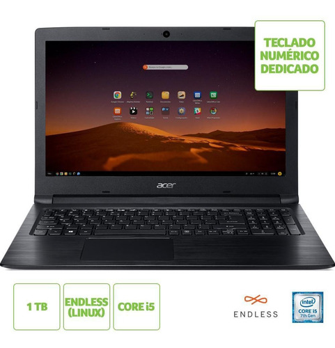 Notebook Acer Aspire 3 A315-53-5100 Intel Core I5 Ram 4gb Hd 1tb Tela 15.6 Linux Endless Os