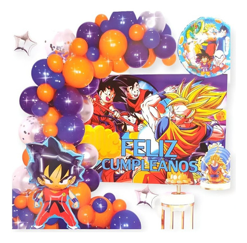 Kit Globos Tematica Goku Globos Fiesta De Cumpleaños Color Naranja