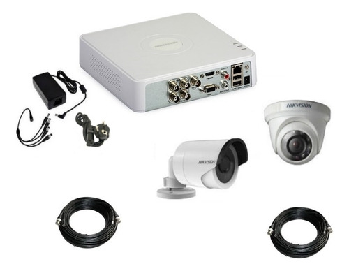 Kit Dvr Hikivision 4 Ch + 2 Cámaras Full Hd + Cables +fuente