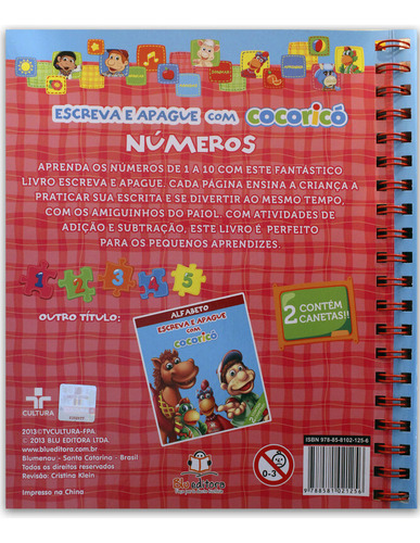 Números - Escreva E Apague Com Cocoricó