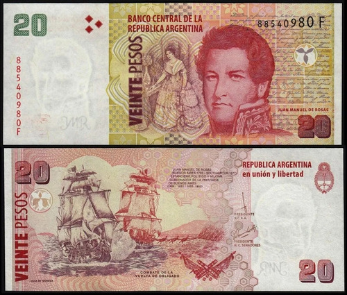 Cedula Da Argentina 20 Pesos 2016 - Flor De Estampa