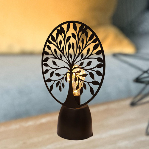 Lámpara De Mesa Con Luz Nocturna De Hierro, Adorno De