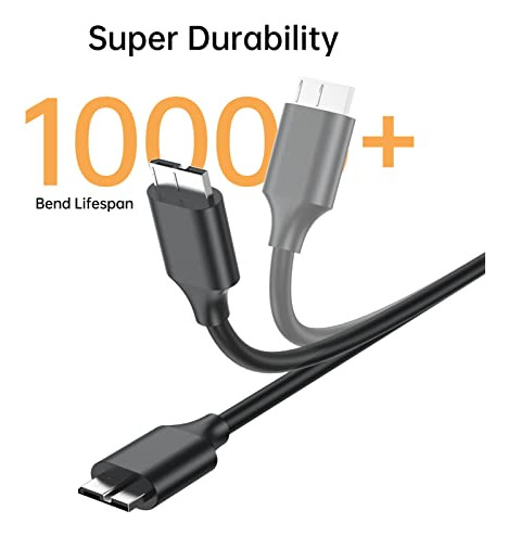 Cable De Disco Duro Micro B A Usb C, Paquete De 2 Pies, Usb