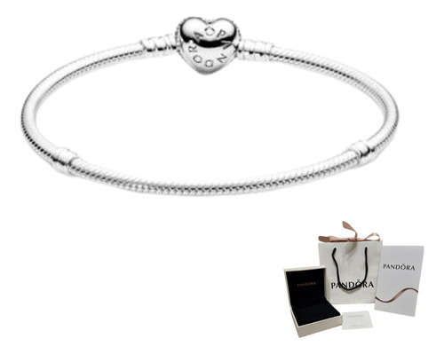 Pulsera Pandora Corazón Moments Plata .925 + Kit De Regalo