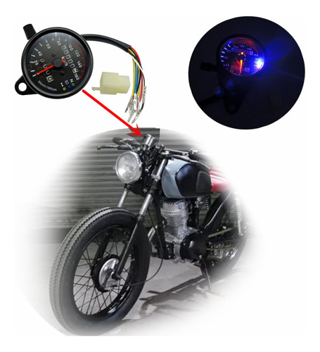 12v Velocímetro Led Univer Moto Tacómetro Italika Cafe Racer