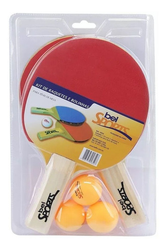 Imagem 3 de 3 de Kit 2 Raquetes 3 Bolinhas Tênis De Mesa Ping Pong Bel 485000