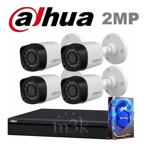 Kit Seguridad Dahua Dvr 8 Ch + 4 Cámaras 2mp + Disco