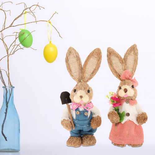 2x Estatuilla De Conejo De Primavera, Adornos De Estilo C