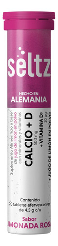 Calcio + Vitamina D Seltz Tabletas Efervescentes Sabor Limonada rosa