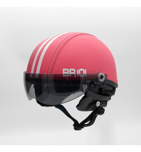 Capacete Coquinho Bike Moto Scooter Elétrica Skate Patins Cor Rosa Tamanho PP Viseira Fumê