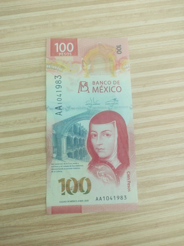 Billete De 100 Pesos/sor Juana Ines/ Serie Aa