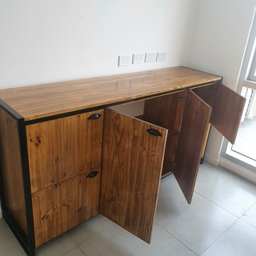 Imagen 3 de 4 de Vajillero 200x50 Guardado Hierro Madera Laqueado Industrial