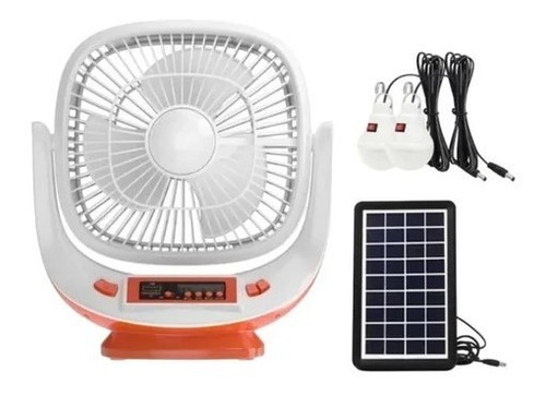 Ventilador De Mesa Recargable Con Panel Solar Luz Y Radio