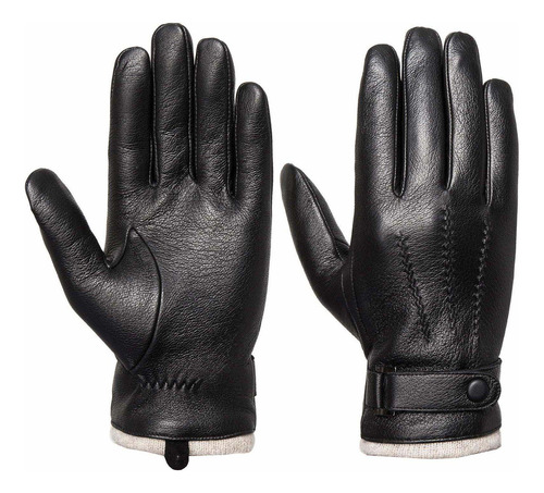 Guantes De Invierno Hombre Cuero Genuino Para Hombre De  Hgn