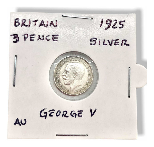 Moneda Plata Gran Bretaña 3 Pences 1925 Ley 0.500 George V