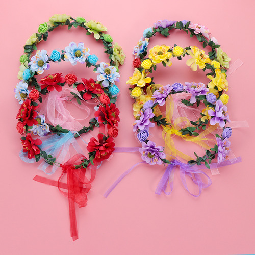 Corona De Flores Rosas Guirnalda Bohemia De Moda