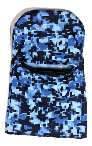Imagen 2 de 2 de Balaclava Pasamontañas Cubrebocas Bici Camuflaje Pixel Azul
