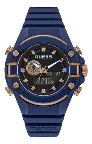 Reloj Hombre Guess Gw0269g2 Cuarzo Pulso Azul En Silicona