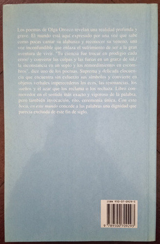 Con Esta Boca En Este Mundo Olga Orozco Sudamericana 1° Ed (Usado)