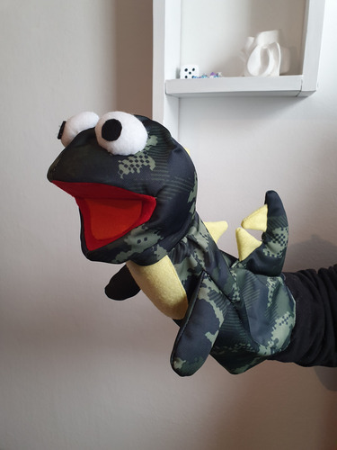 Titere De Mano Dragón Dinosaurio Artesanal