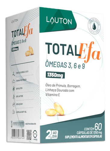 Total Efa Ômegas 3, 6 E 9 60 Cápsulas - Lauton