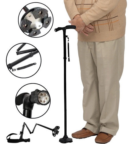 Baston Para Caminar Baston 4 Patas Con Luces Led Bastones