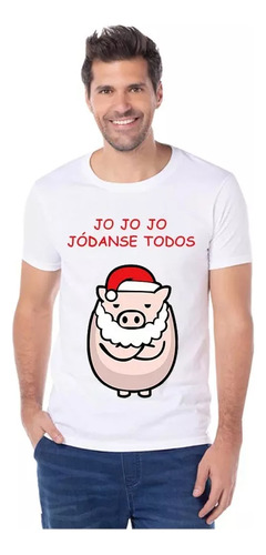 Playera Cerdo Jo Jo Jo Navidad Hombre Regalo Navideño M2