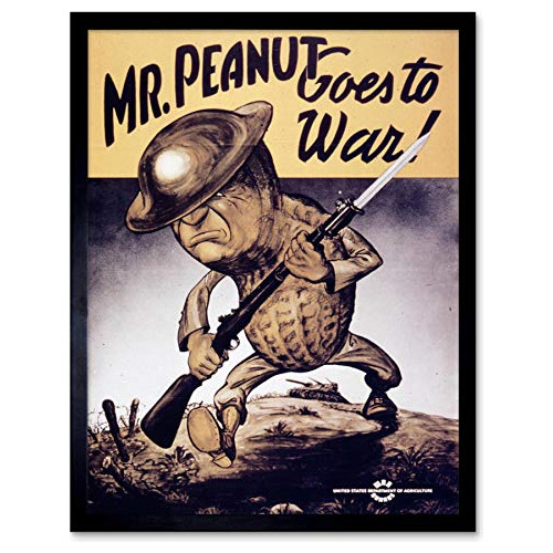 Wee Blue Coo War Wwii Usa Mr Peanut Helmet Gun Art Print Fra