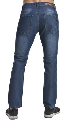 Imagen 3 de 5 de Pantalon Jean Recto Azul Rigido Hombre Talles 40-46