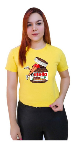 Polera Dama Estampada 100%algodón Diseño Nutella 441