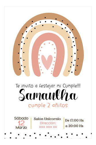 Invitación Digital Cumpleaños Arcoíris Boho Terracota Rosa