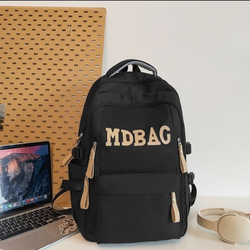 Mochila Aesthetic Impermeable Unisex Importada Negro Liso