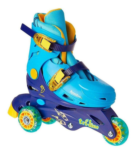 Imagem 4 de 7 de Patins In-line Tri-line Azul 26 A 33 Menino + Acessórios