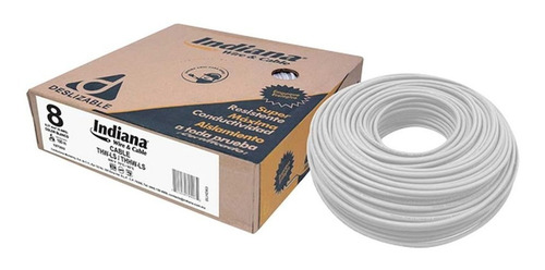 Imagen 1 de 1 de Cable Calibre 8 Blanco 100 M Indiana 100% Cobre Thw-ls 600v
