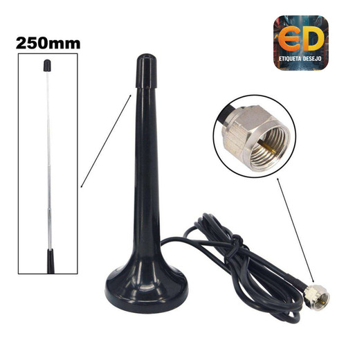 Antena Tv Digital Uhf Vhf Hdtv Etiqueta Desejo Interna Cabo Longo Compatível Com Tv LG Samsung Aoc Smart Led Lcd