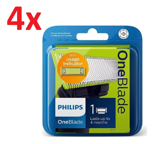 Imagen 1 de 6 de 4x Repuesto Philips Qp210 Afeitadora Oneblade