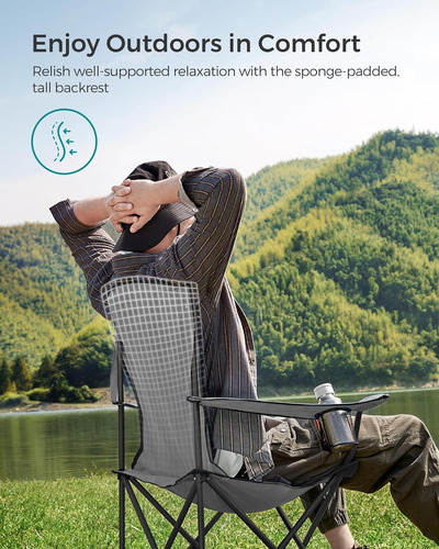 Silla De Camping Plegable, Soporta 551 Libras, Con Cómodo As