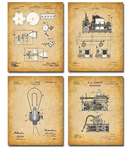 Originales De Thomas Edison Patentes Prints - Conjunto De Cu