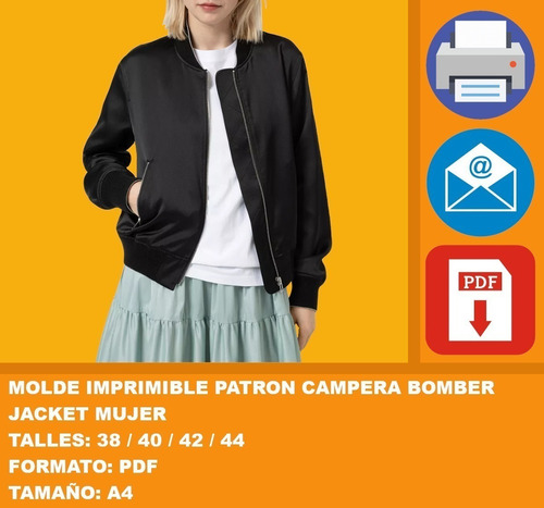 Molde Imprimible Patron Campera Bomber Jacket Mujer 2x1