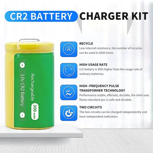 Juego De Cargador Usb Cr2 3.0v Cr2 3v Batería De Cámara C.