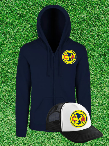 Hoodie Con Cierre Sudadera + Gorra America Moda