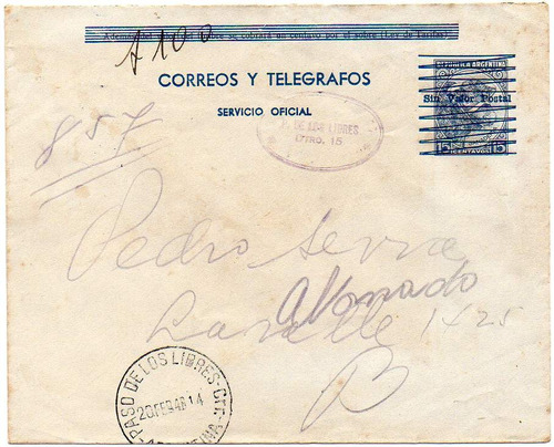 Argentina 1940. Sobre Entero De 15cts Para Servicio Oficial 