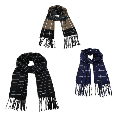 Bufanda Bossi Poliester Elegante Estilo Clásico Unisex Negro Liso