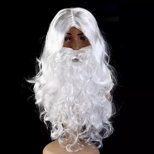 Imagen 2 de 5 de Set Barba Peluca Santa Claus Papa Noel Disfraz Navidad