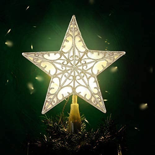 Estrella Punta De Árbol Con Luz, Navidad