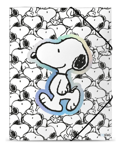 Carpeta Snoopy Dibujo N5 Oficio 3 Solapas Elastico Mooving Color Blanco