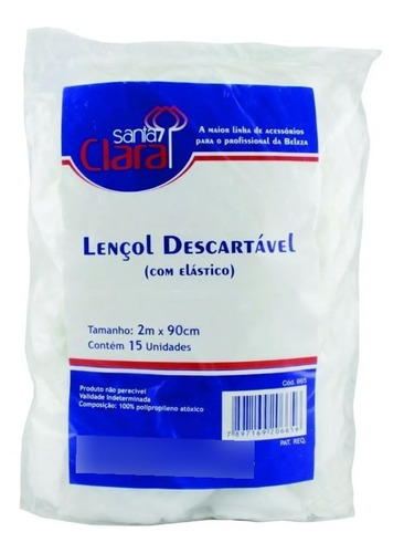 Lençol Descartável Maca Com Elástico 2m X 90cm - 15 Unidades