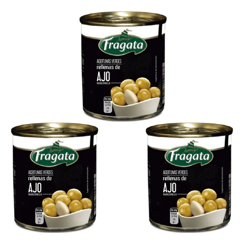 Aceitunas Rellenas Con Ajo Fragata 200g España - Pack X 3